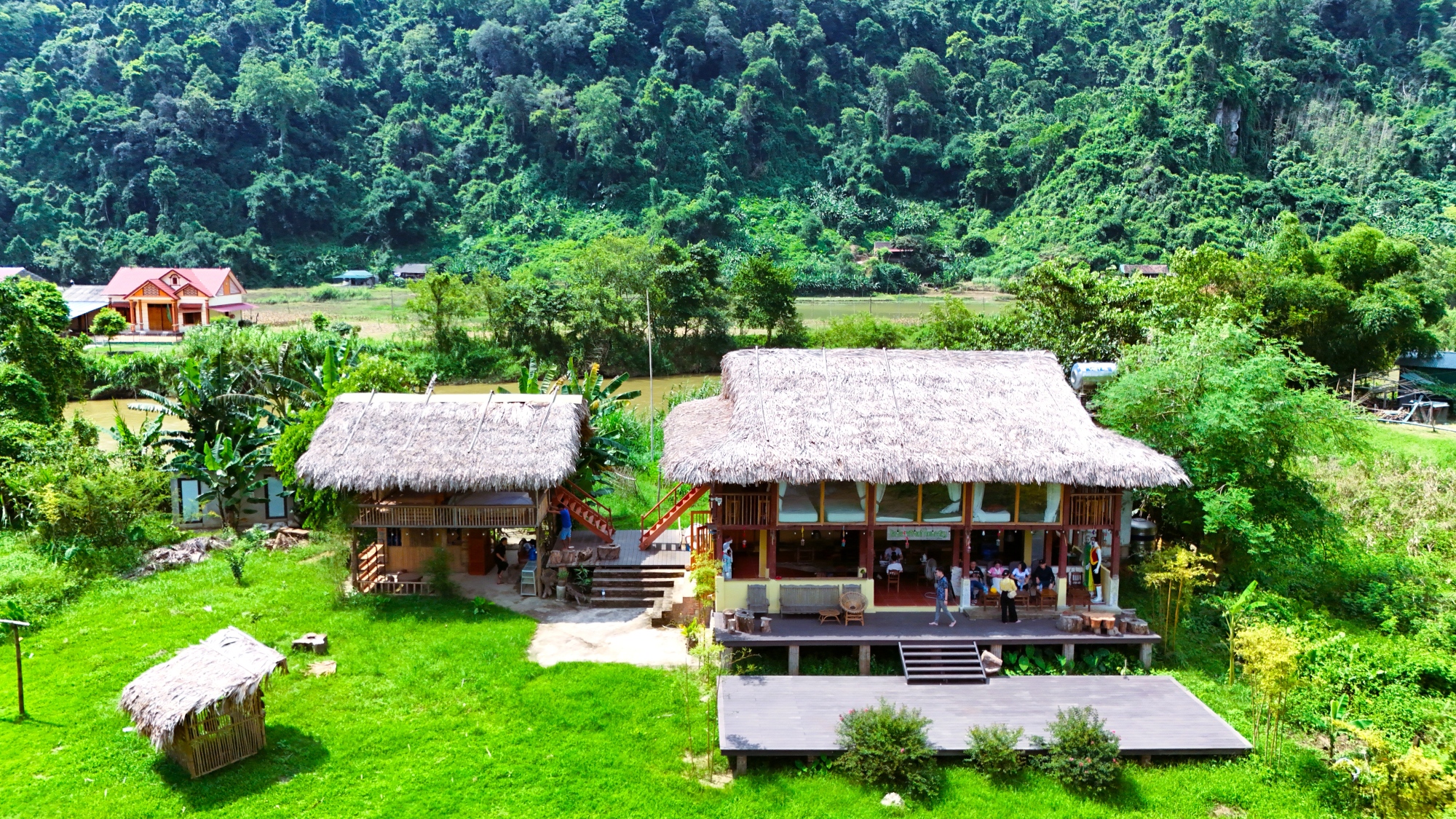 Traditional Tay ethnic stilt village in Pac Ngoi Ba Be