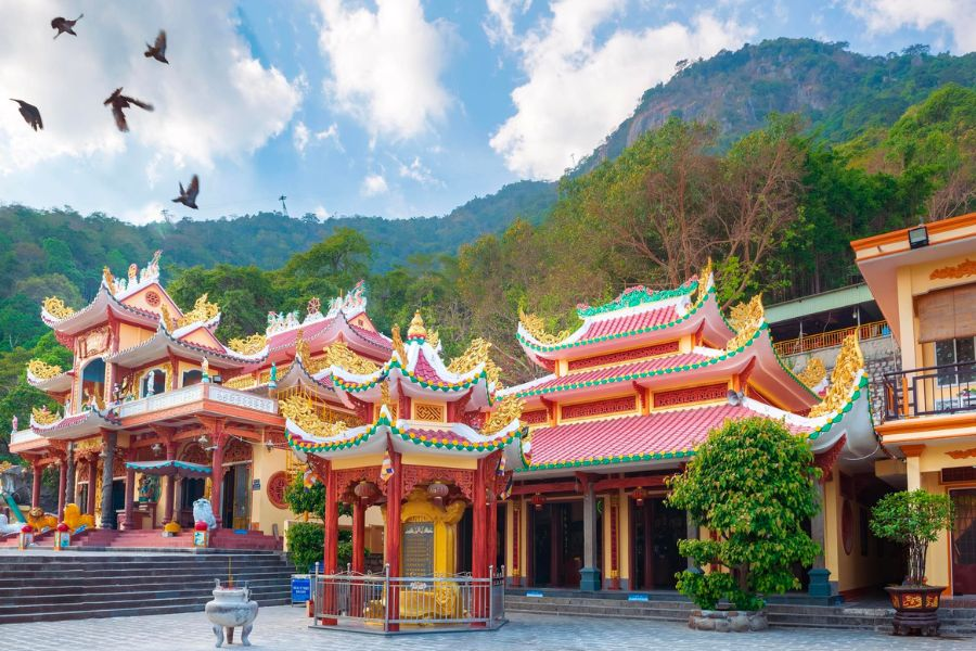 Ancient Linh Son Tien Thach Pagoda Complex on Ba Den Mountain