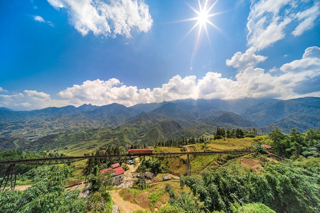 mountains, mountain range, railway system, train, railroad, train tracks, mountainous, valleys, landscape, tranportation, nature, fansipan, vietnam, sapa, fansipan, fansipan, fansipan, fansipan, fansipan, sapa, sapa, sapa